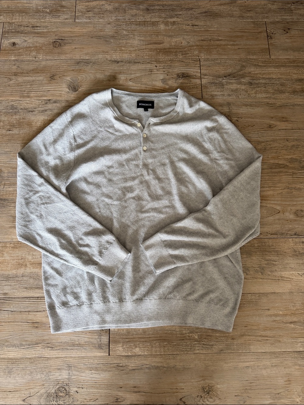Bonobos Light Gray Crewneck Henley Sweater